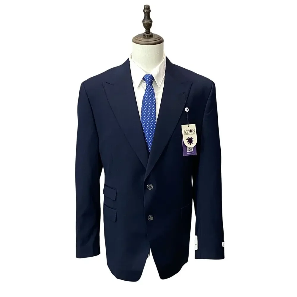 Tayion Suit Jacket Men's 44 Regular Acountour Peak Lapel Navy Blue NWT